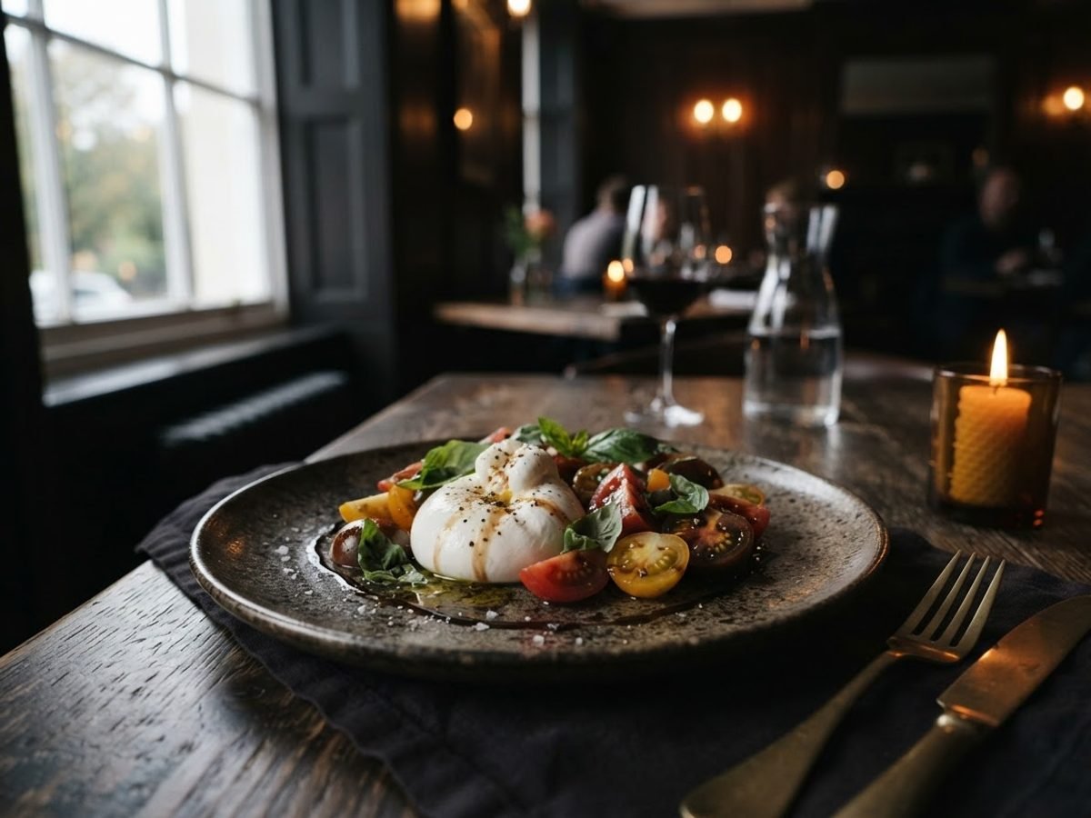 Burrata with heirloom tomatoes