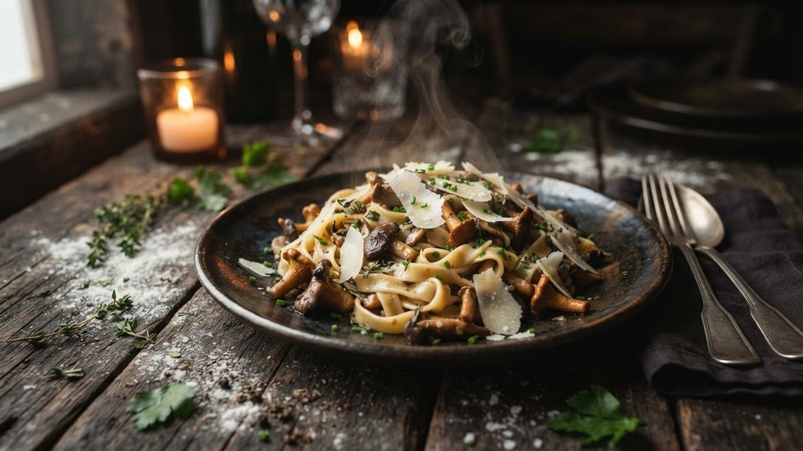 Handmade tagliatelle with wild mushrooms